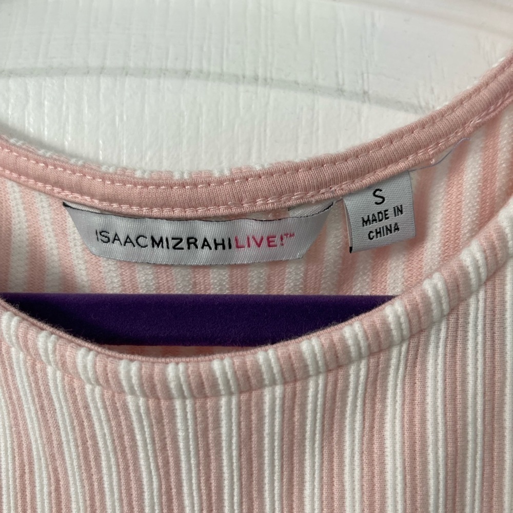 Isaac Mizrah Live Pale Pink and White Stripe Dress - Picture 3 of 6
